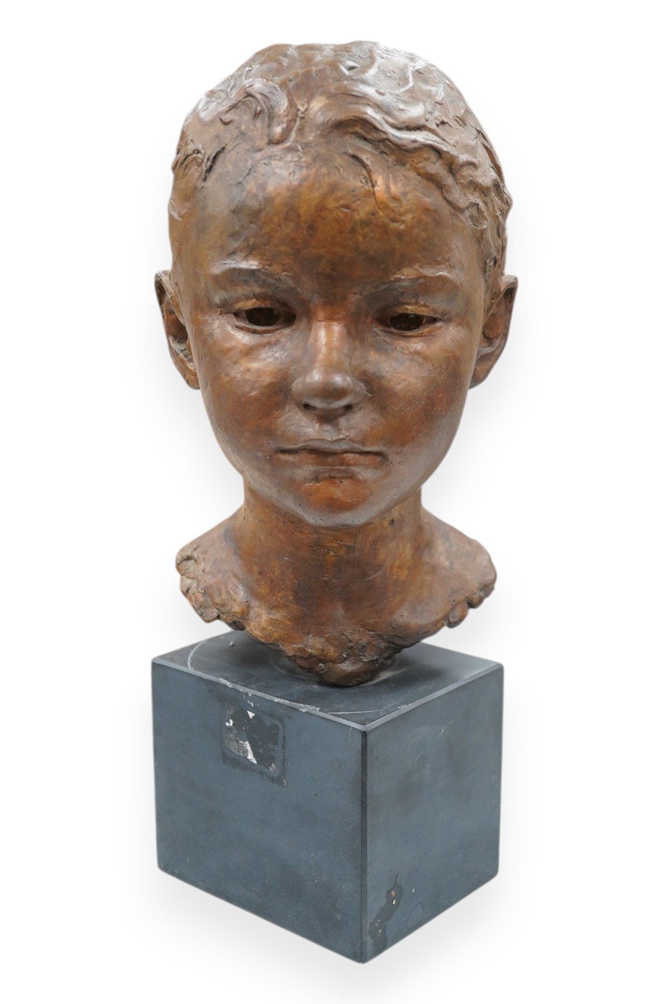 Bernard Sindall (1924-1998), a bronze head of 'Vanina', on slate plinth base, with accompanying letter to the purchaser from the artist, height 38cm (overall). Condition - wear to base, otherwise good